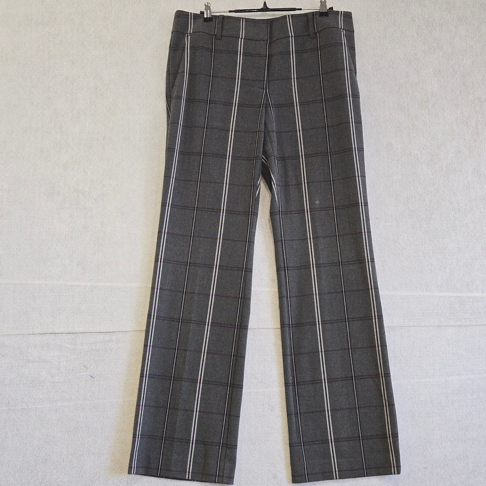 LOFT Marisa Trouser Pants Womens 6 Gray Plaid Check Career Workwear Straight Leg